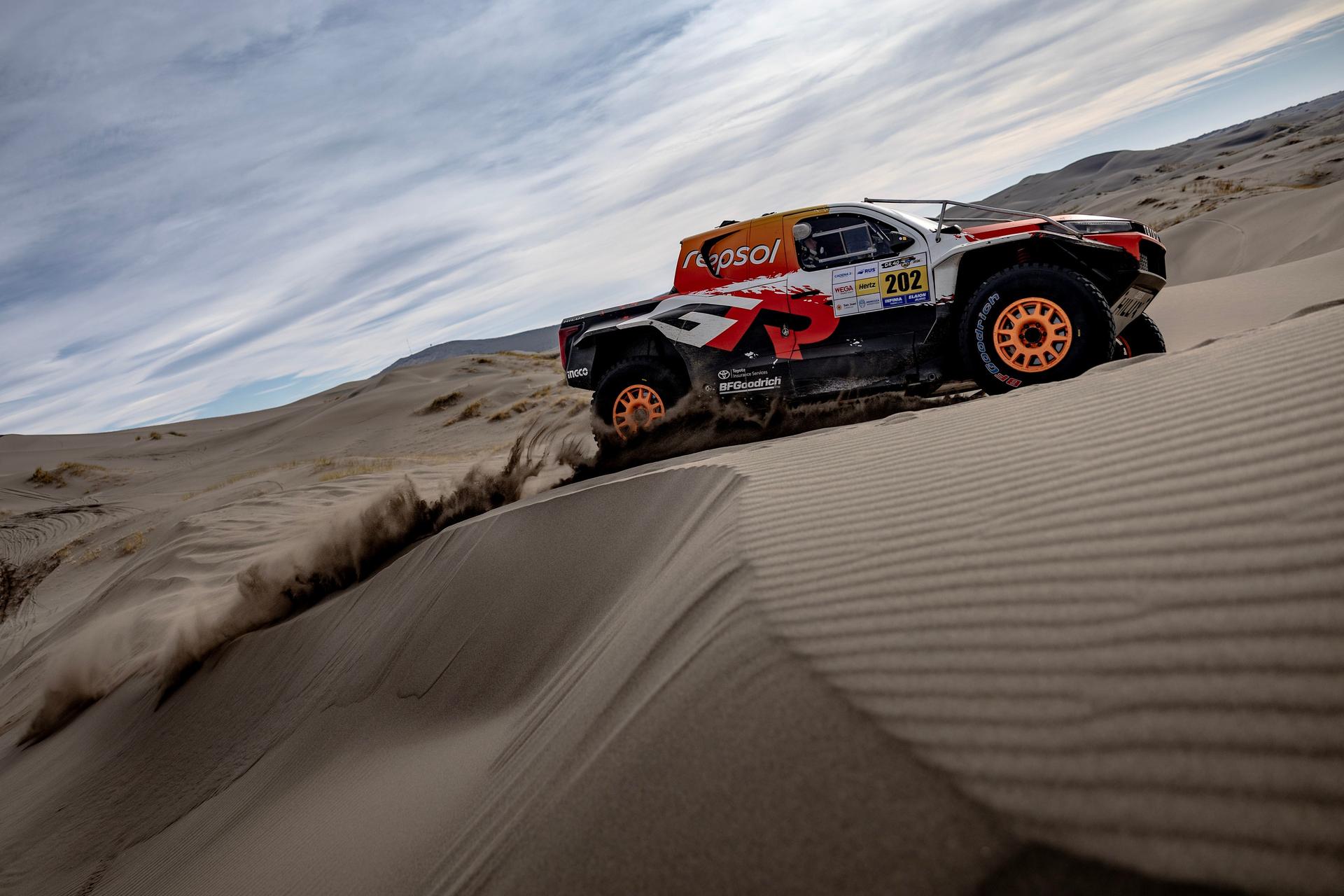 ATTENTION EDITORS - HAND OUT PICTURES - EDITORIAL USE ONLY - MANDATORY CREDIT 'Toyota Gazoo Racing' This handout picture, distributed by Eric Dupain, shows Henk Lategan and Brett Cummings during the Desafio Ruta 40 rally race, in San Juan, Argentina. PHOTO HANDOUT TOYOTA GAZOO RACING *** Belga and Belga Editorial Board decline all responsibility regarding the content of this picture. ***
