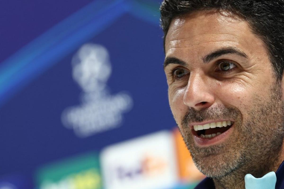 Arsenal's Spanish manager Mikel Arteta speaks during a press conference at the Emirates Stadium in London, on April 28, 2025, on the eve of their UEFA Champions League semi-final first leg football match against Paris Saint-Germain (PSG). FRANCK FIFE / AFP