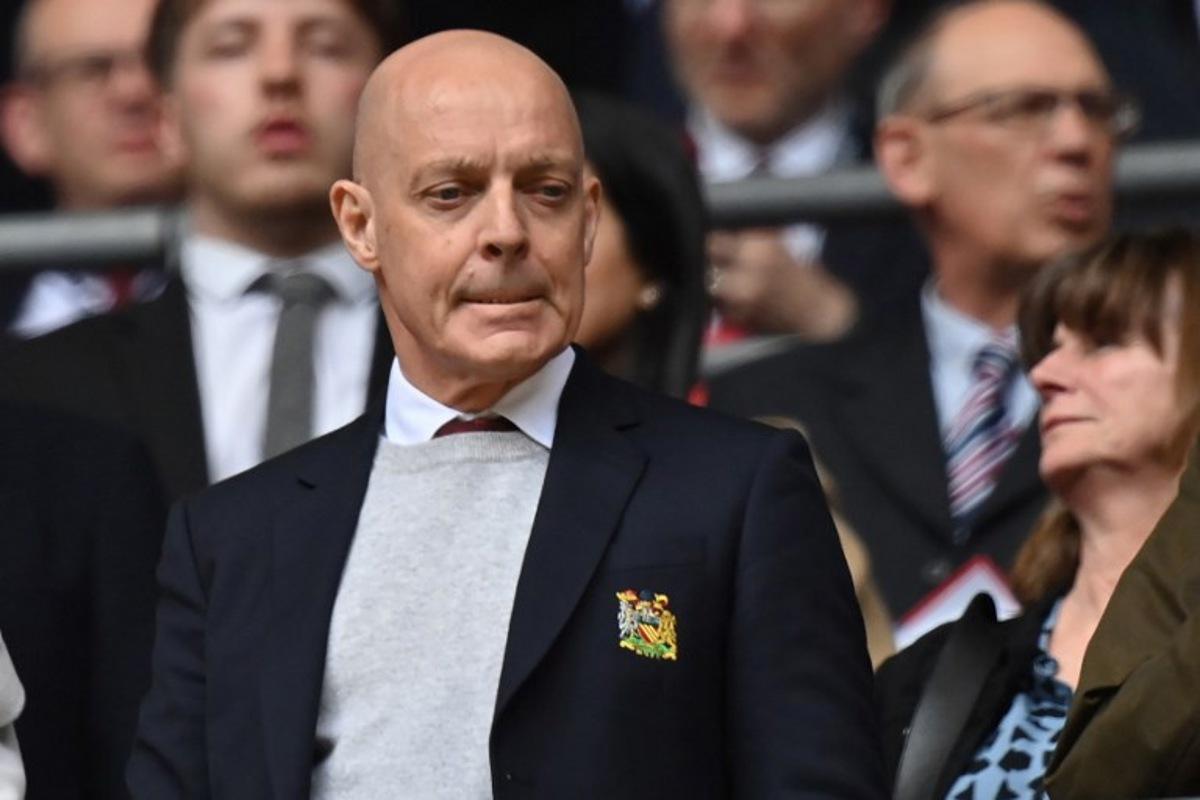 Dave Brailsford takes his seat for the English FA Cup semi-final football match between Coventry City and Manchester United at Wembley Stadium in north west London on April 21, 2024. Glyn KIRK / AFP