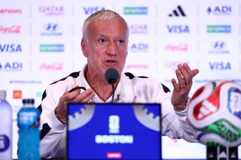 France's head coach Didier Deschamps gives a press conference at Gillette Stadium in Foxborough, Massachusetts, on July 08, 2026, during the 2026 World Cup football tournament. FRANCK FIFE / AFP