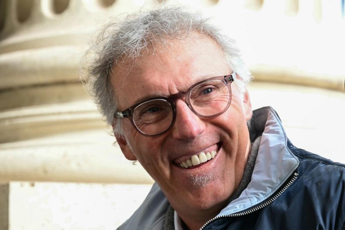 Former football player for France's national team, Laurent Blanc, speaks to journalists ahead of a the gala dinner marking the 15th anniversary of the Diomede Academy, at the Hotel Crillon in Paris, on May 27, 2024. MIGUEL MEDINA / AFP