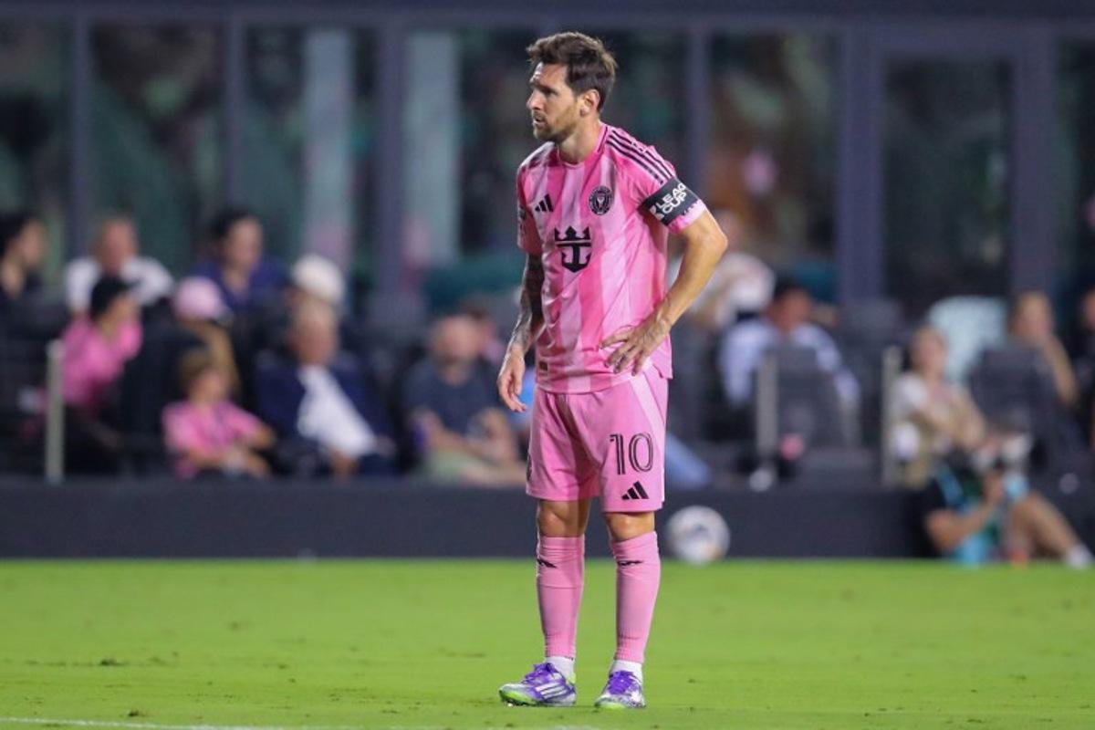 Inter Miami's Argentine forward #10 Lionel Messi looks on during the Leagues Cup semi-final football match between Inter Miami CF and Orlando City SC at Chase Stadium in Fort Lauderdale, Florida, on August 27, 2025. Chris Arjoon / AFP