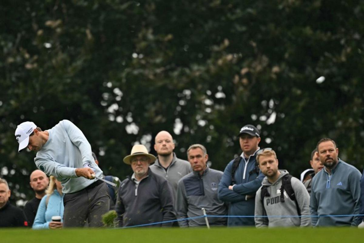 Belgium's Thomas Detry plays from the rough on the 1st hole on day two of the BMW PGA Championship at Wentworth Golf Club, south-west of London, on September 20, 2024. Glyn KIRK / AFP