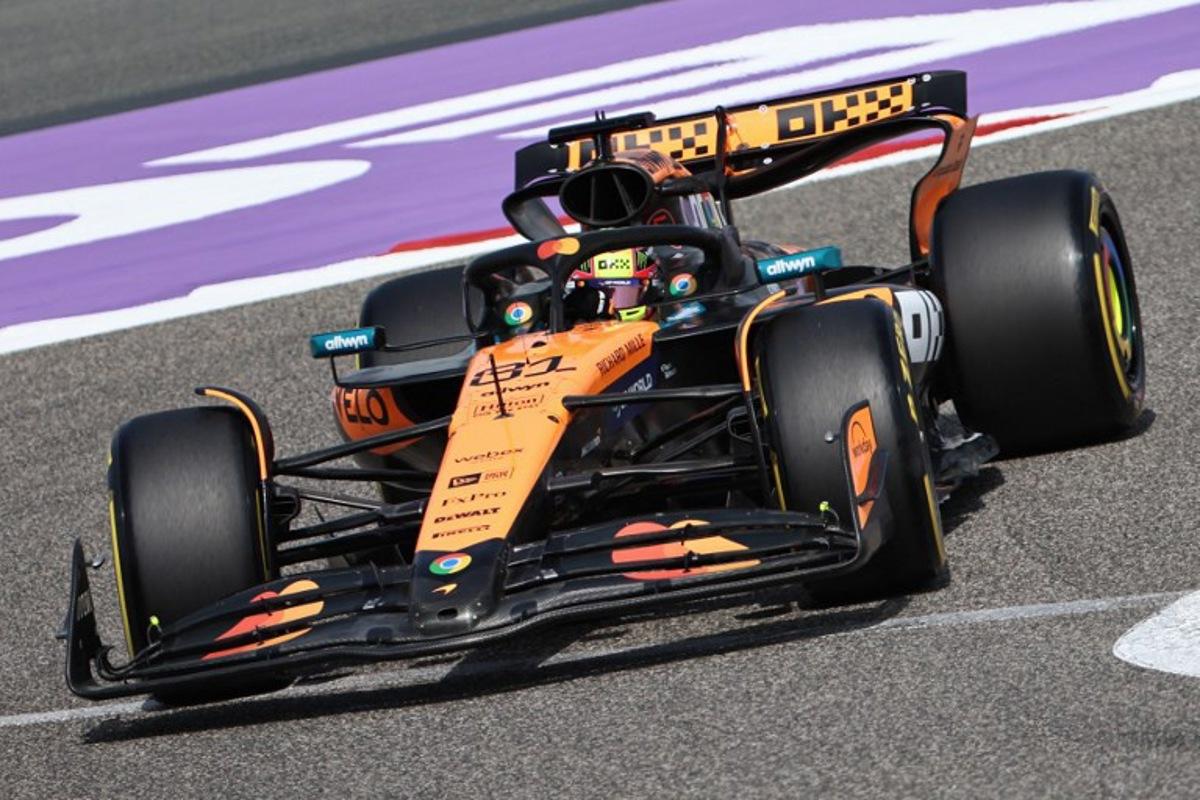 McLaren's Australian driver Oscar Piastri drives during the first practice session ahead of the Bahrain Formula One Grand Prix at the Bahrain International Circuit in Sakhir on April 11, 2025. Fadel SENNA / AFP