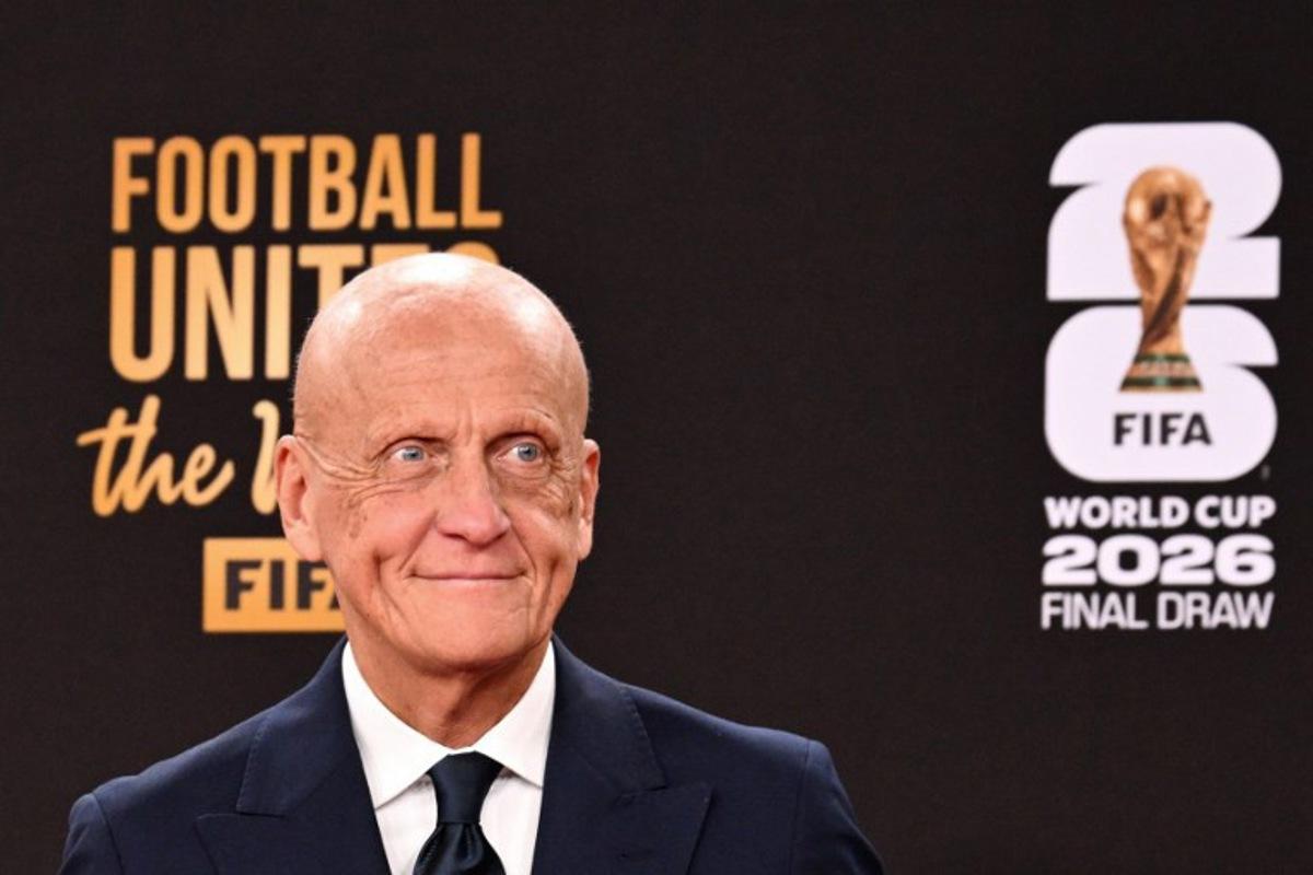 Chairman of the FIFA Referees Committee Pierluigi Collina poses on the red carpet upon arrival to attend the draw for the 2026 FIFA Football World Cup taking place in the US, Canada and Mexico, at the Kennedy Center, in Washington, DC, on December 5, 2025. Roberto SCHMIDT / AFP