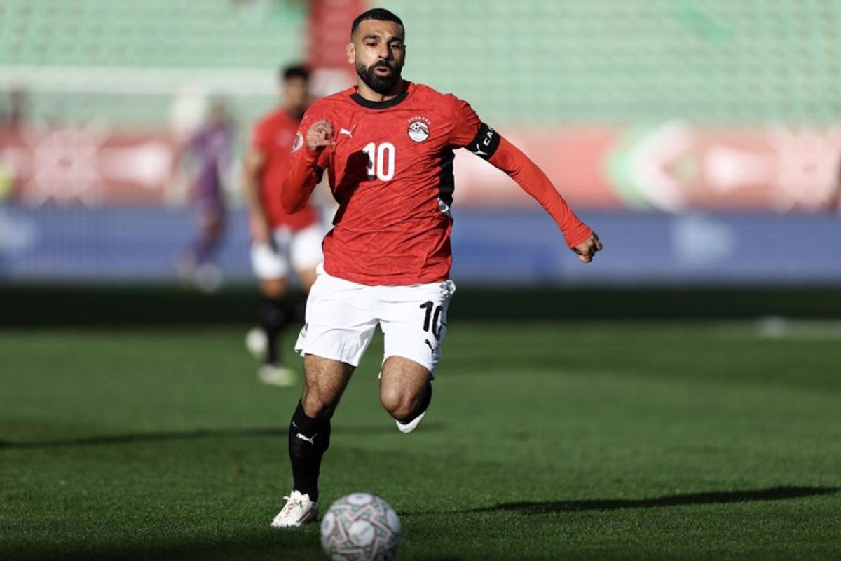 Egypt's forward #10 Mohamed Salah controls the ball during the Africa Cup of Nations (CAN) round of 16 football match between Egypt and Benin at the Grand Stadium in Agadir on January 5, 2026. FRANCK FIFE / AFP