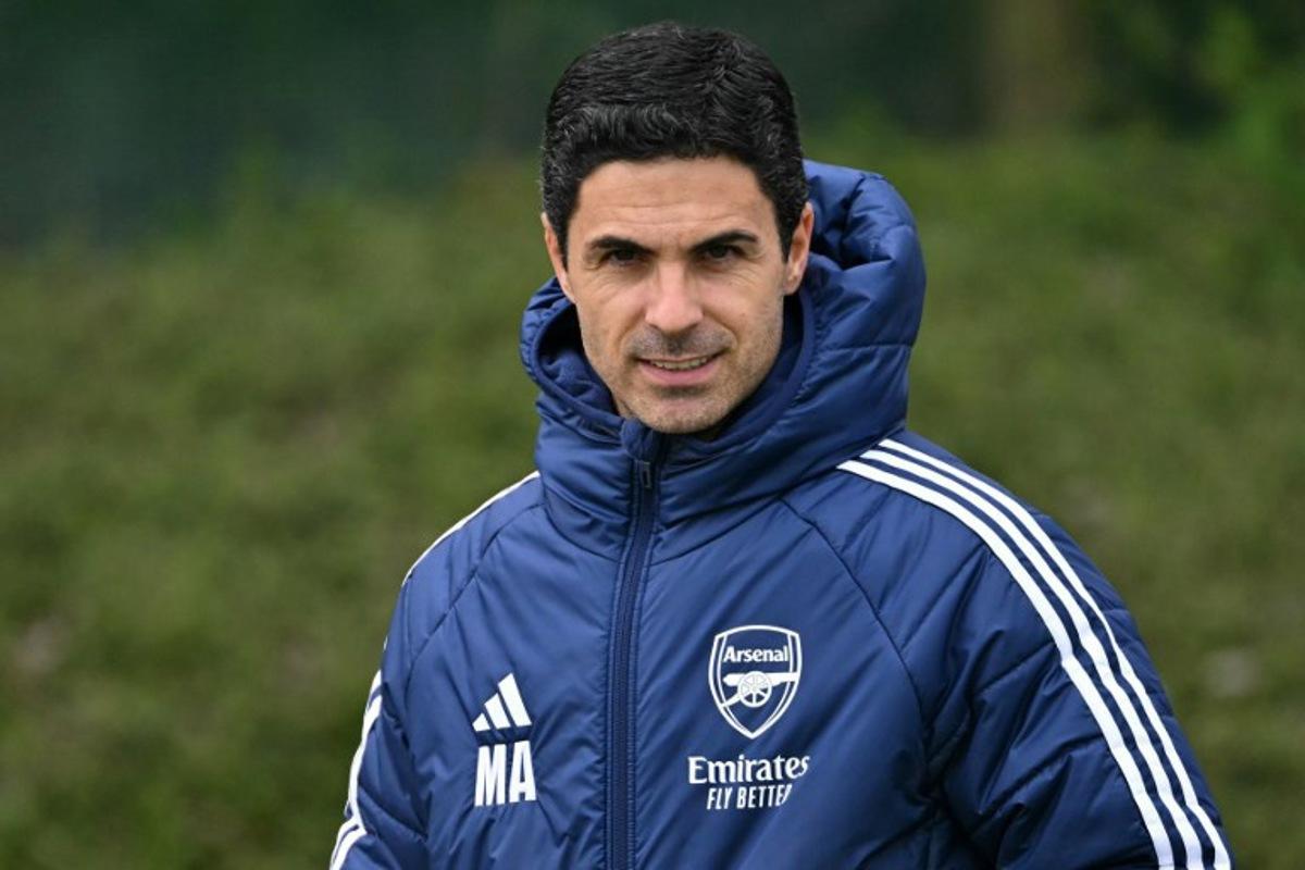 Arsenal's Spanish manager Mikel Arteta arrives to attend a team training session at the Arsenal Training centre in London Colney, north of London, on May 6, 2025, on the eve of their UEFA Champions League semi-final second leg football match against Paris Saint-Germain (PSG). Glyn KIRK / AFP