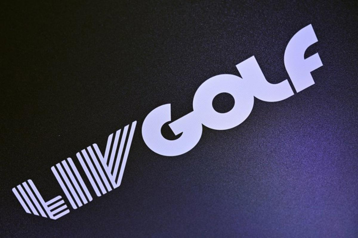 Branding for the forthcoming LIV Golf event, is pictured during a media day for the event, at The Centurion Club in St Albans, north of London, on May 11, 2022. Greg Norman said on May 10, 2022, he has been given an extra $2billion (£1.6 billion) in funding from Saudi Arabia to build his breakaway LIV series of 54-hole events into a full league by 2024. GLYN KIRK / AFP