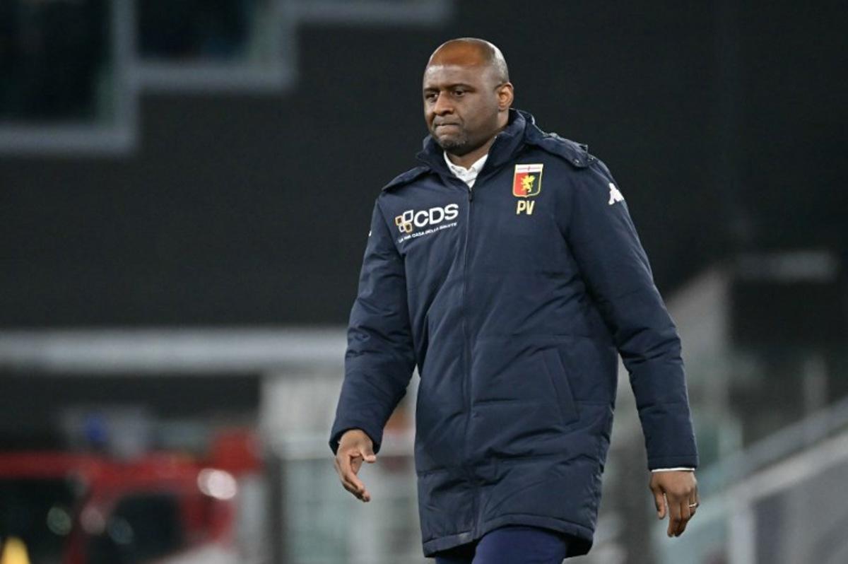 Genoa's French coach Patrick Vieira leaves at the end of the Italian Serie A football match between AS Roma and Genoa at the Olympic Stadium in Rome on January 17, 2025. Filippo MONTEFORTE / AFP