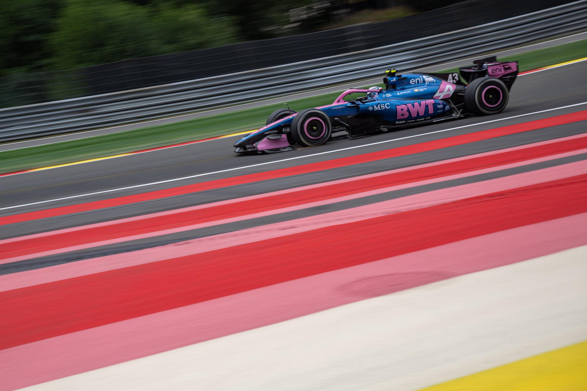 Alpine Argentinian rider Franco Colapinto pictured in action during a free practice ahead of the Grand Prix F1 of Belgium race, in Spa-Francorchamps, Thursday 16 July 2026. The Spa-Francorchamps Formula One Grand Prix takes place this weekend, from July 17th to July 19th. BELGA PHOTO JONAS ROOSENS