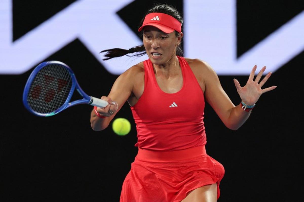 USA's Jessica Pegula hits a return against Serbia's Olga Danilovic during their women's singles match on day six of the Australian Open tennis tournament in Melbourne on January 17, 2025. Adrian DENNIS / AFP