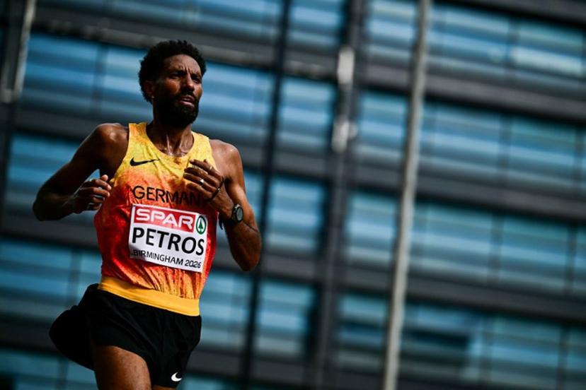 Germany's Amanal Petros competes in the men's marathon during the European Athletics Championships in Birmingham on August 16, 2026. Ben STANSALL / POOL / AFP