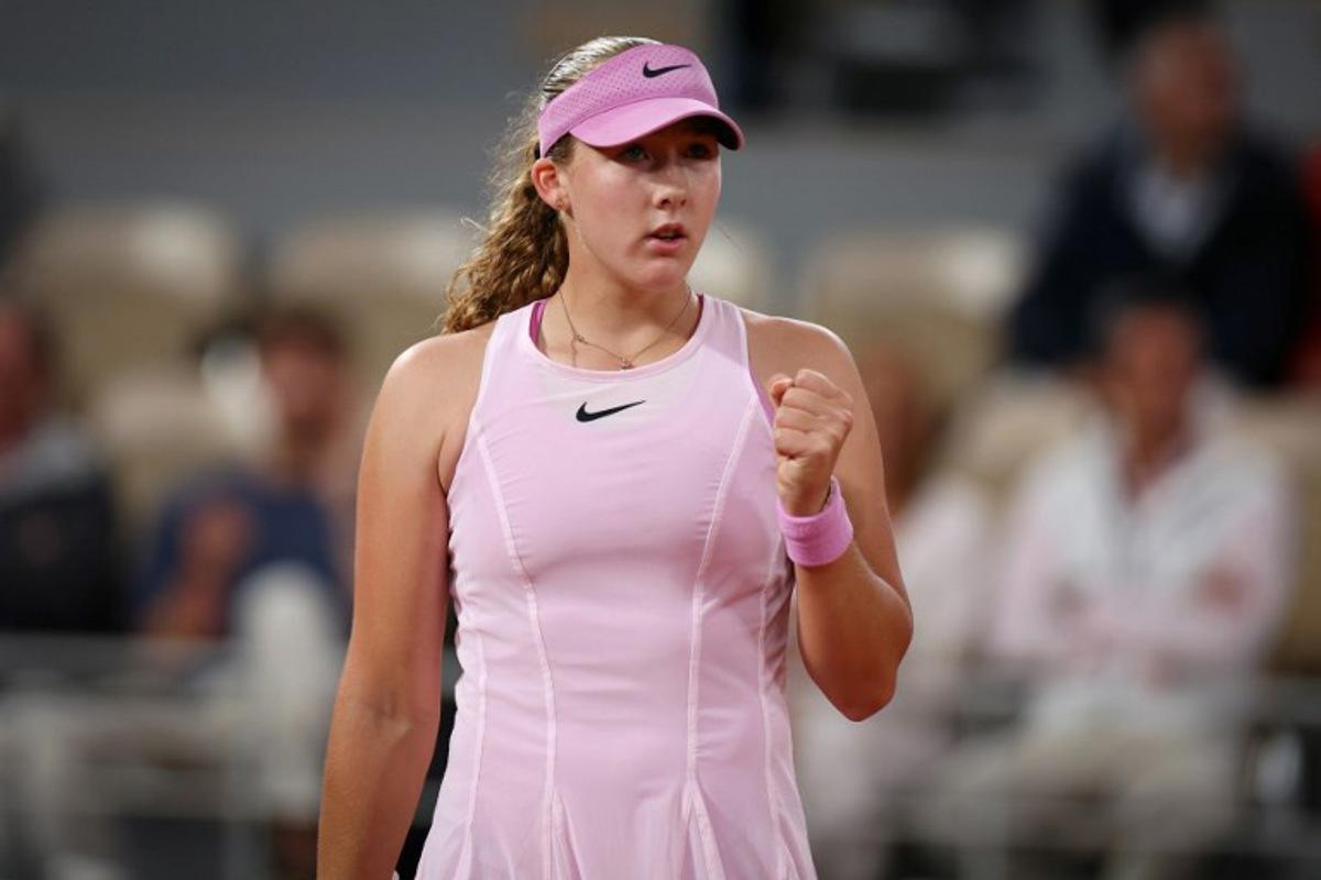 Mirra Andreeva reacts to a point against Romania's Sorana Cirstea during their women's quarter final singles match on day 10 of the French Open tennis tournament on Court Philippe-Chatrier at the Roland-Garros Complex in Paris on June 2, 2026. ALAIN JOCARD / AFP