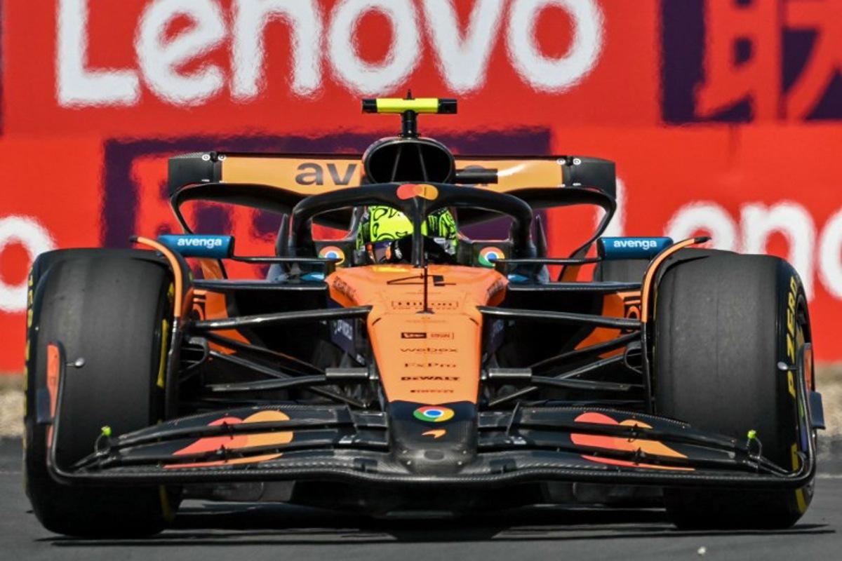 McLaren's British driver Lando Norris drives during the first practice session of the Formula One Chinese Grand Prix at the Shanghai International Circuit in Shanghai on March 21, 2025. GREG BAKER / AFP