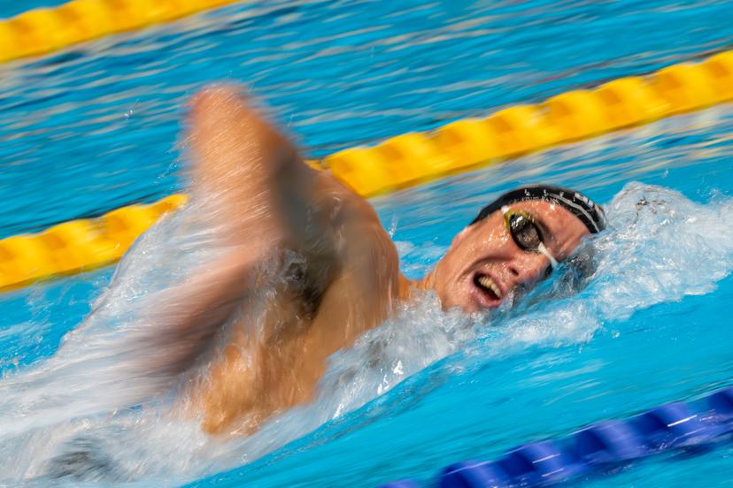 swimmer Lucas Henveaux pictured in action during the men's 1500m race, at the Open Belgian Swimming Championships 2026 (15-17/05), in Antwerp, on Sunday 17 May 2026. BELGA PHOTO DAVID PINTENS