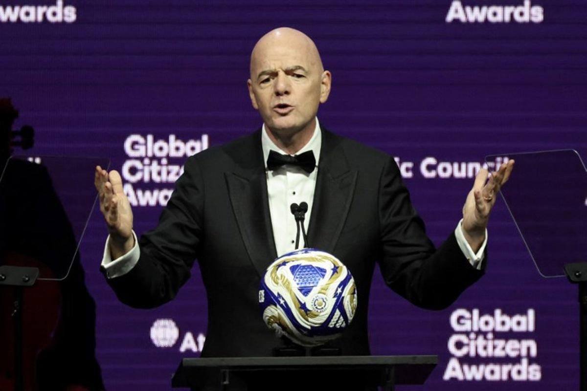 Recipient of the the 2025 Atlantic Council Global Citizen Award FIFA President Gianni Infantino speaks as he attends the 2025 Atlantic Council Global Citizen Awards on the sidelines of the United Nations General Assembly in New York City on September 24, 2025. Ludovic MARIN / AFP