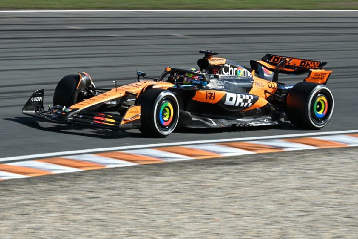 McLaren's Australian driver Oscar Piastri drives during the third practice session ahead of the Formula One Dutch Grand Prix at The Circuit Zandvoort, western Netherlands, on August 30, 2025. NICOLAS TUCAT / AFP