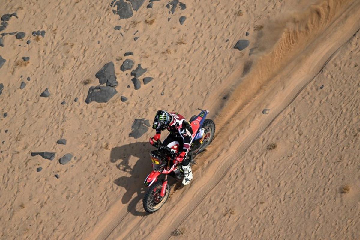 US rider Ricky Brabec competes with a Honda Crf 450 in Stage 11 of the 48th edition of the Dakar Rally 2026, between Bisha and al-Henakiyah, Saudi Arabia, on January 15, 2026. Giuseppe CACACE / AFP