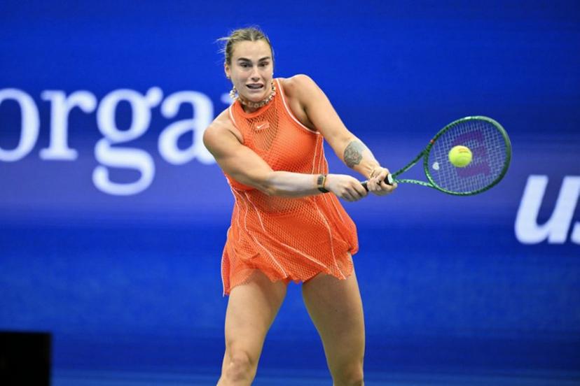 Belarus's Aryna Sabalenka hits a return against US's Taylor Townsend during their women's singles round of 16 tennis match on day eight of the US Open tennis tournament at the USTA Billie Jean King National Tennis Center in New York City on September 6, 2026. ANGELA WEISS / AFP
