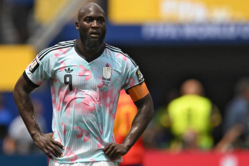 Belgium's forward #09 Romelu Lukaku reacts after losing the 2026 World Cup football tournament quarter-final match between Spain and Belgium at the Los Angeles Stadium in Inglewood on July 10, 2026. Patrick T. Fallon / AFP