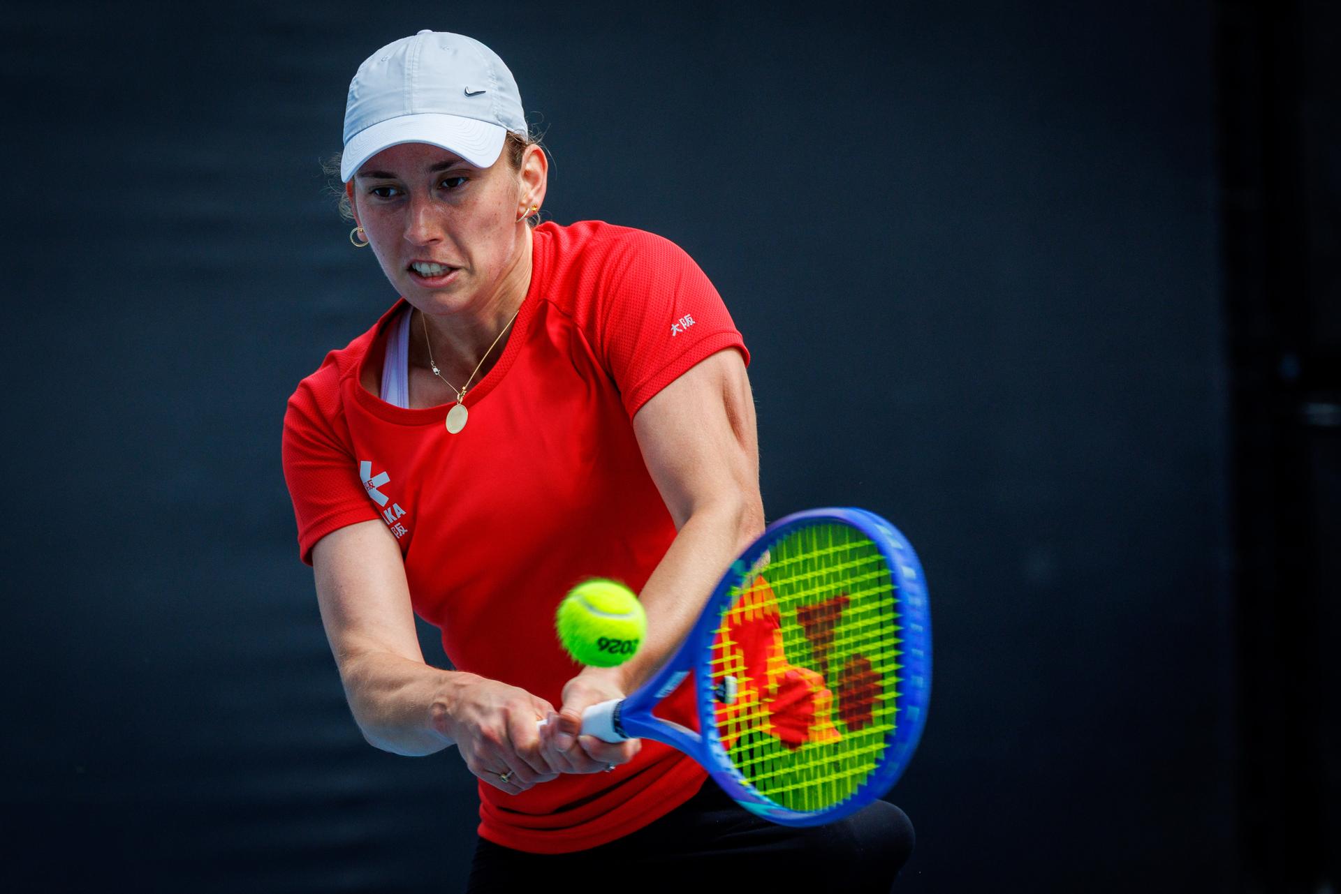 Belgian Elise Mertens pictured during a training session before the start of the Australian Open tennis tournament in Melbourne, Australia on Friday 16 January 2026. BELGA PHOTO PATRICK HAMILTON --- BENELUX ONLY ---