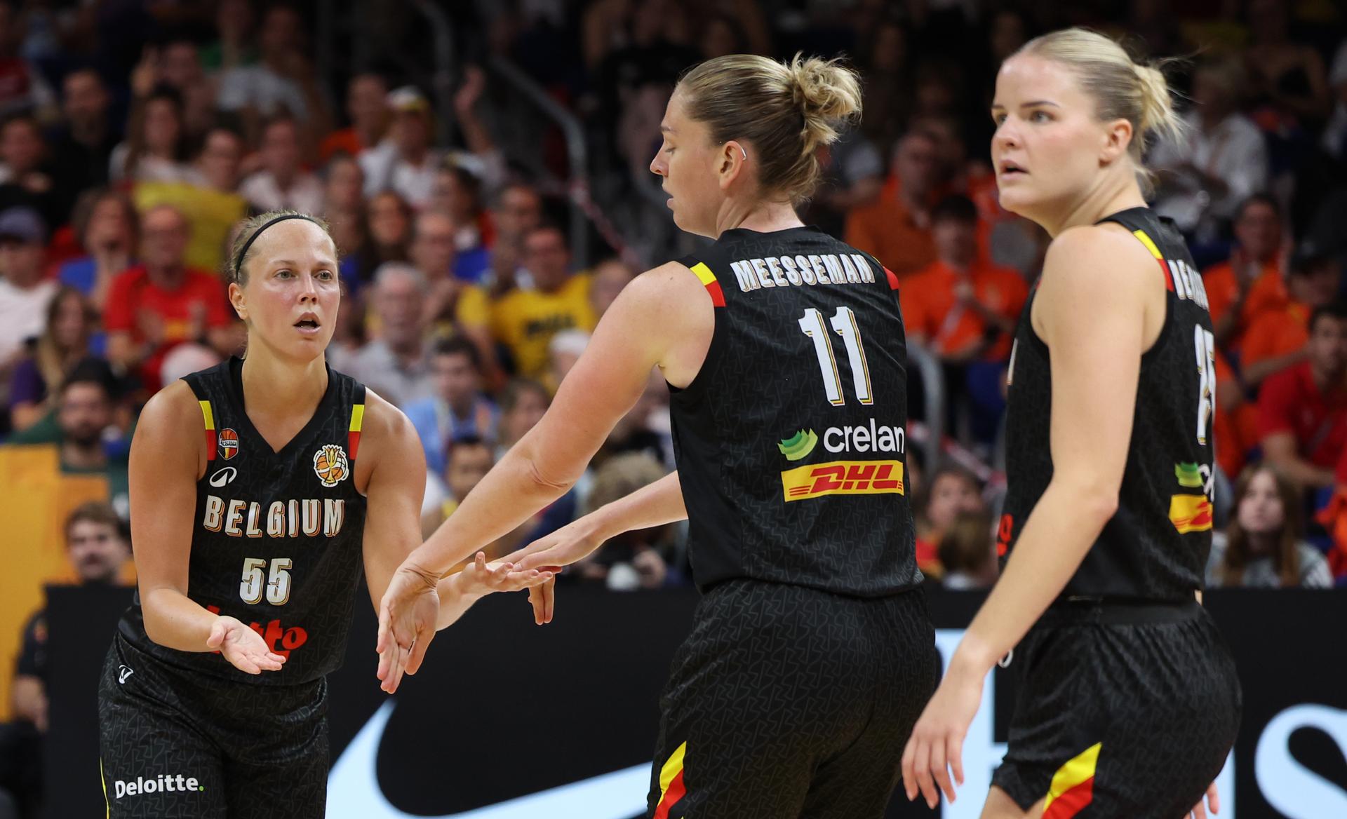 Belgium's Julie Allemand celebrates during a game between Belgian national basketball team Belgian Cats and Puerto Rico, game 2 of the group phase at the FIBA Women's Basketball World Cup, on Sunday 6 September 2026, in Berlin, Germany. The FIBA Women's Basketball World Cup takes place in Berlin from 4 to 23 September 2026. BELGA PHOTO VIRGINIE LEFOUR