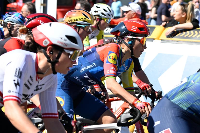 Italian Elisa Balsamo of Lidl-Trek pictured in action during the women's race of the 'Scheldeprijs' one day cycling event, 130,3km from and to Schoten on Wednesday 08 April 2026. BELGA PHOTO TOM GOYVAERTS