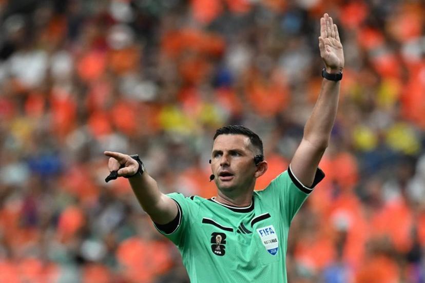 English referee Michael Oliver gestures a ruling during the 2026 World Cup Group F football match between the Netherlands and Sweden at the Houston Stadium in Houston on June 20, 2026. Paul ELLIS / AFP