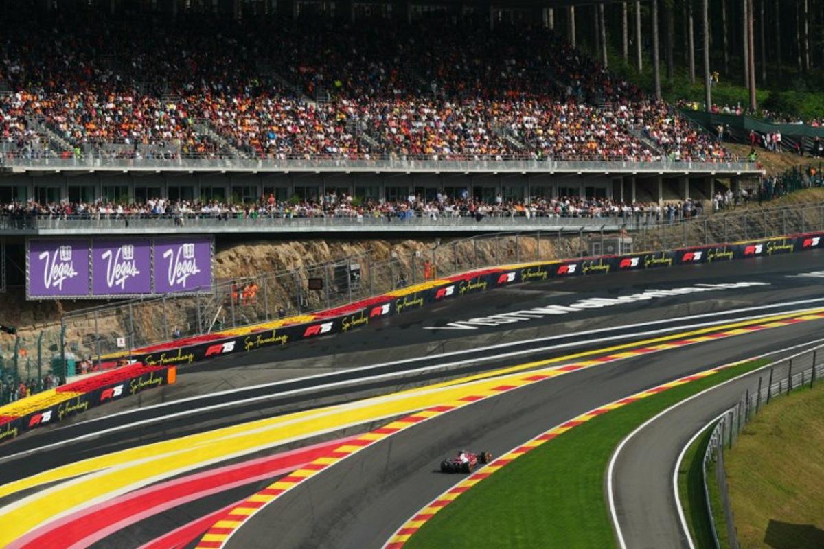 Ferrari's Monegasque driver Charles Leclerc races during the Formula One Belgian Grand Prix at the Spa-Francorchamps circuit in Spa, on July 27, 2025. Dimitar DILKOFF / AFP