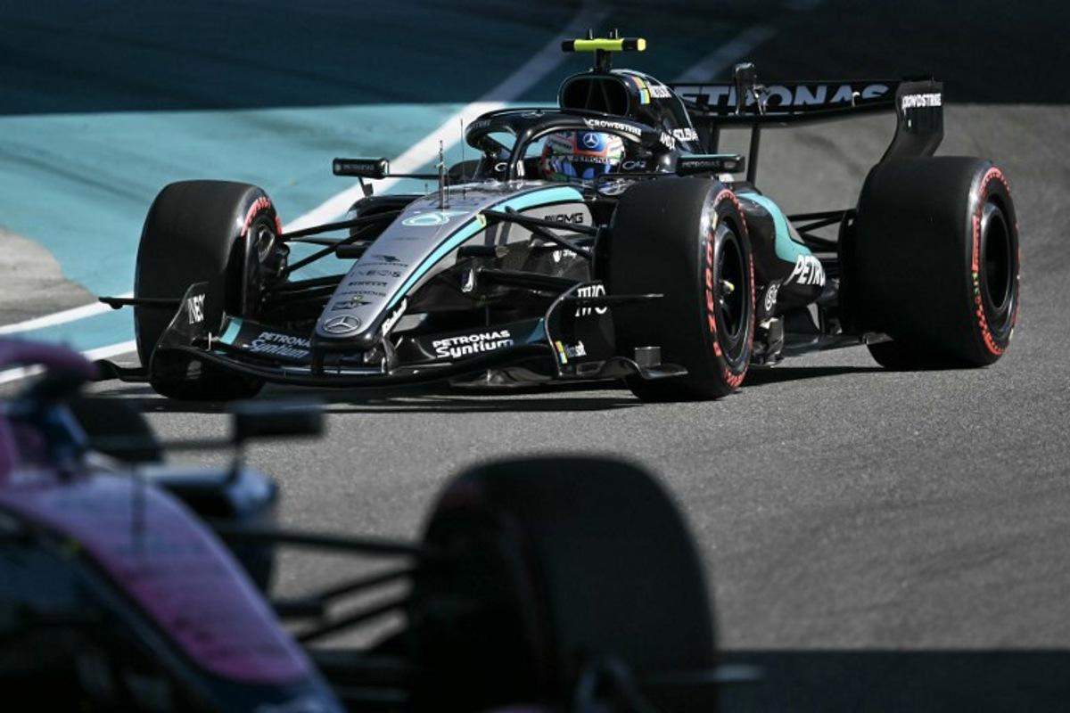 Mercedes' Italian driver Kimi Antonelli races during the qualifying session for the 2026 Miami Formula One Grand Prix at Miami International Autodrome in Miami Gardens, Florida, on May 2, 2026. CHANDAN KHANNA / AFP