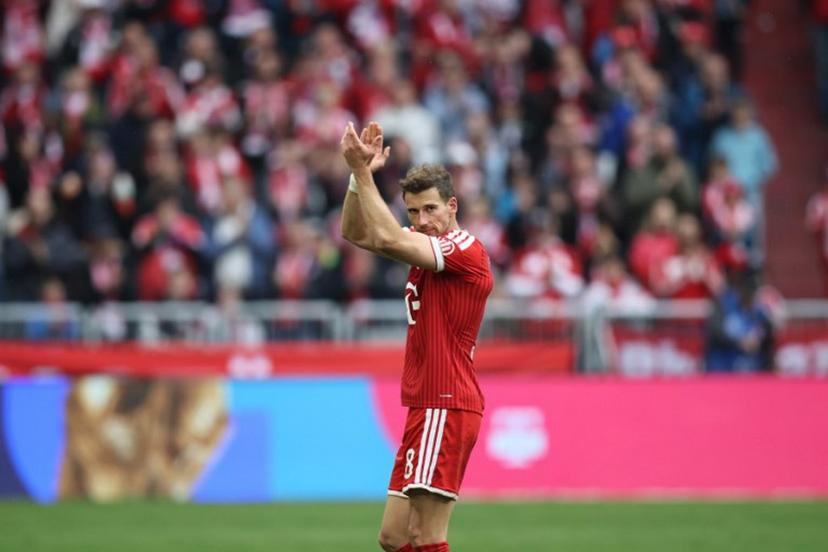 Bayern Munich's German midfielder #08 Leon Goretzka claps his hands as he walks on the field during the German first division Bundesliga football match between FC Bayern Munich and FC Cologne in Munich, southern Germany, on May 16, 2026. Alexandra BEIER / AFP