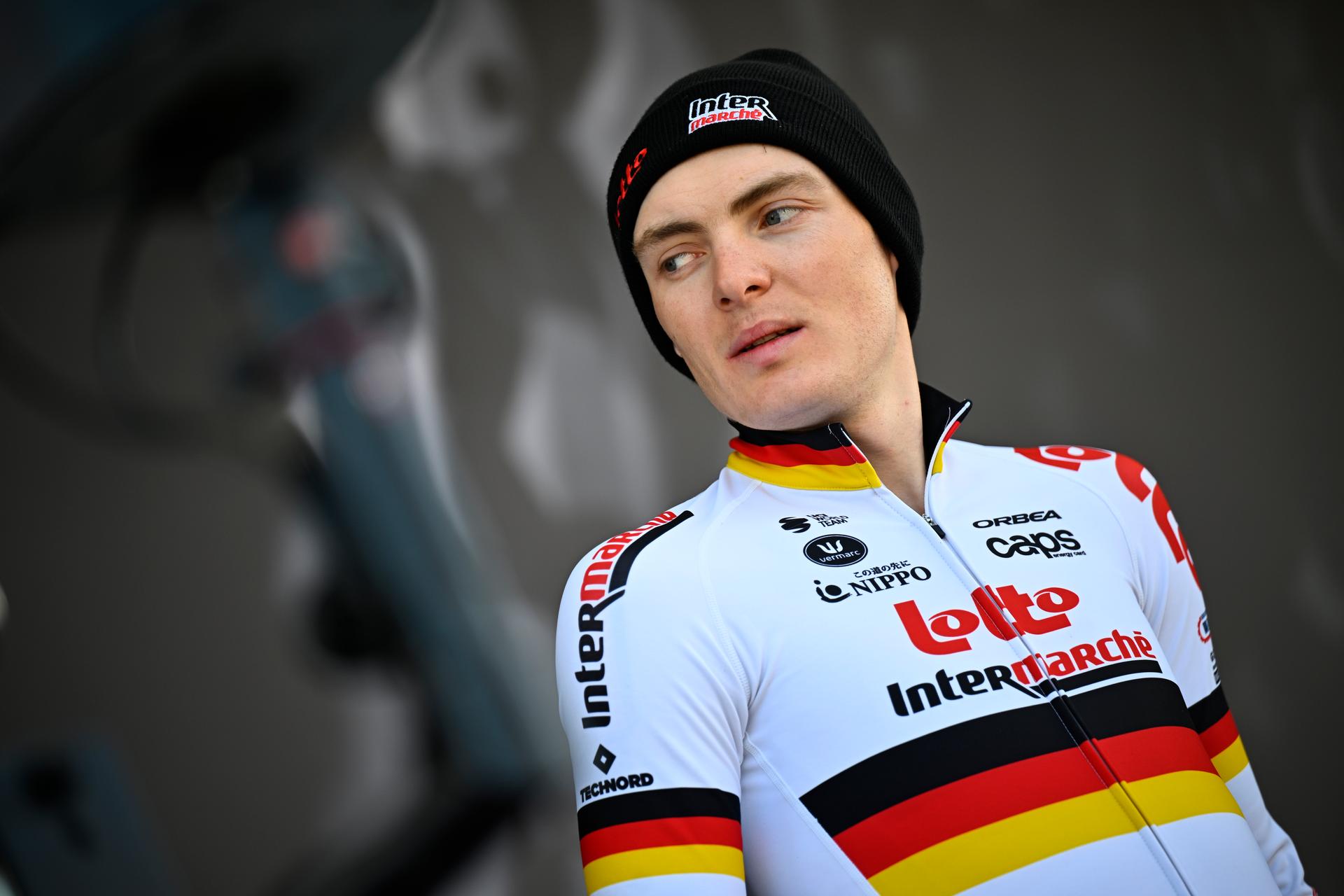 German Georg Zimmermann of Lotto-Intermarche pictured at the start of the men's race of the 90th edition of the 'La Fleche Wallonne', one day cycling race (Waalse Pijl - Walloon Arrow), 200 km from Herstal to Huy, Wednesday 22 April 2026. BELGA PHOTO JASPER JACOBS