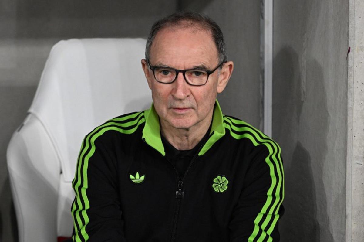 Celtic's Northern Ireland coach Martin O'Neill looks on prior to the start of the UEFA Europa League knockout round playoff second leg football match VfB Stuttgart v Celtic in Stuttgart, southern Germany, on February 26, 2026. THOMAS KIENZLE / AFP