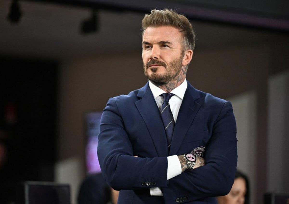 Inter Miami's co-owner David Beckham looks on during the Major League Soccer (MLS) football match between Inter Miami and New York City at Chase Stadium in Fort Lauderdale, Florida on February 22, 2025. Chandan Khanna / AFP