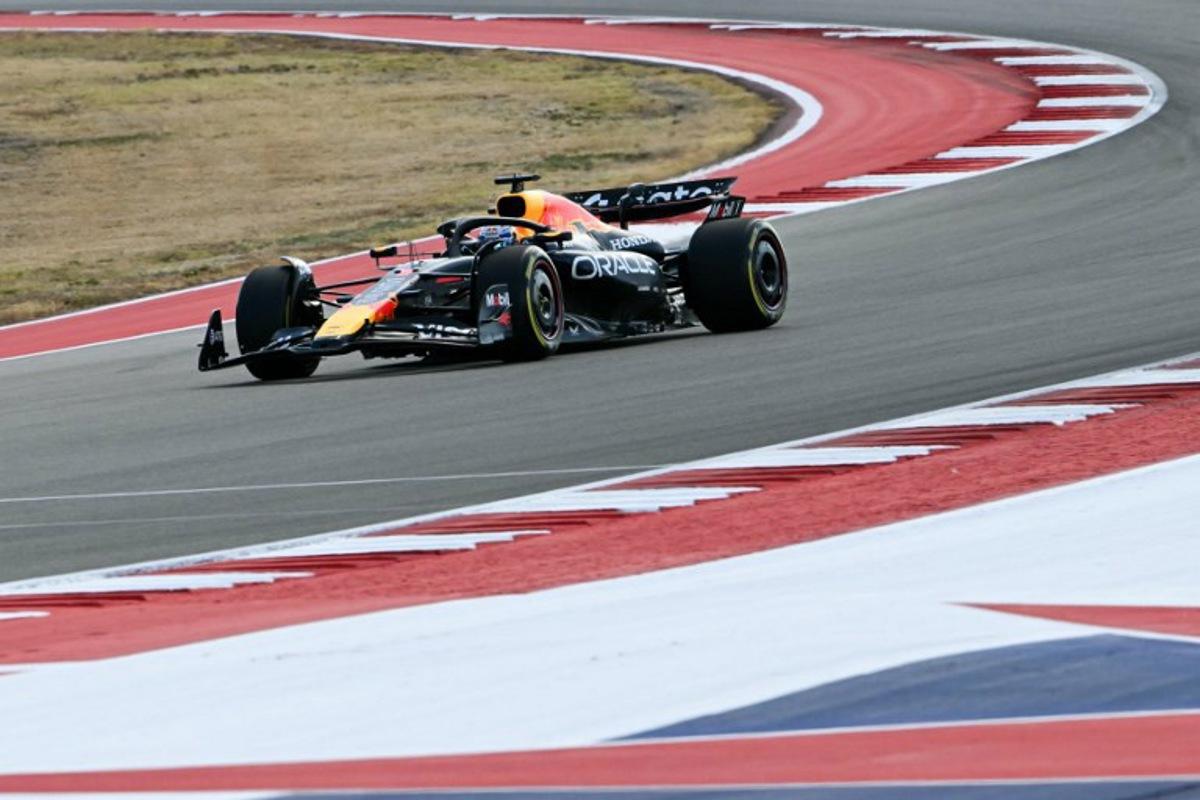 Red Bull Racing's Dutch driver Max Verstappen races during the United States Formula One Sprint at the Circuit of the Americas in Austin, Texas, on October 18, 2025. RONALDO SCHEMIDT / AFP