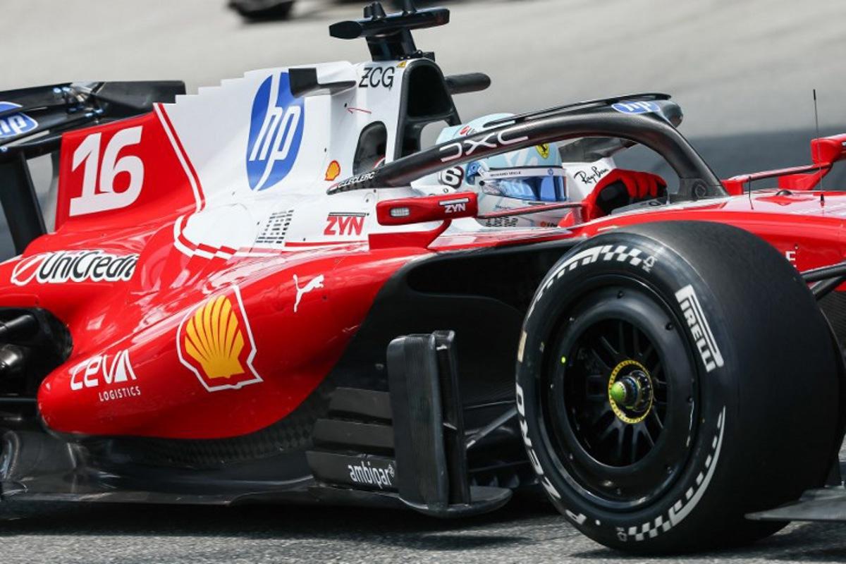 Ferrari's Monegasque driver Charles Leclerc races during a practice session for the 2026 Miami Formula One Grand Prix at Miami International Autodrome in Miami Gardens, Florida, on May 1, 2026. CHARLY TRIBALLEAU / AFP