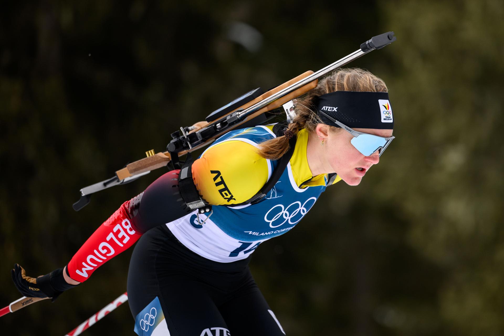 260211 Maya Cloetens of Belgium competes in women's biathlon 15 km individual during day 5 of the 2026 Winter Olympics on February 11, 2026 in Anterselva. Photo: Mathias Bergeld / BILDBYRÅN / kod MB / JM0789 skidskytte biathlon skiskyting olympic games olympics winter olympics os ol olympiska spel vinter-os olympiske leker milano cortina 2026 milan cortina 2026 milano cortina 2026 olympic games milano cortina 2026 winter olympic games milano cortina-os milano cortina-ol vinter-ol 5 bbeng individual 15 km dam women kvinner *** BENELUX ONLY ***