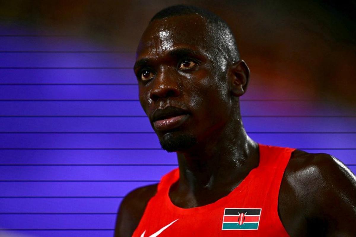 Kenya's athlete Emmanuel Wanyonyi reacts after competing in the men's 800m heats during the World Athletics Championships in Tokyo on September 16, 2025. Yuichi YAMAZAKI / AFP