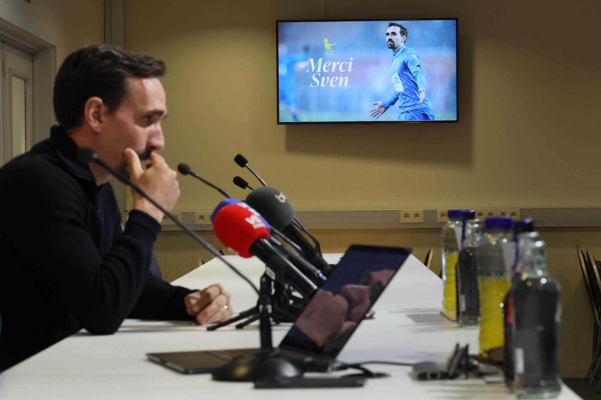 Gent's Sven Kums pictured during a press conference of Belgian soccer team KAA Gent, for midfielder Kums to elaborate on his plans for the future, Wednesday 07 May 2025 in Gent. BELGA PHOTO BENOIT DOPPAGNE