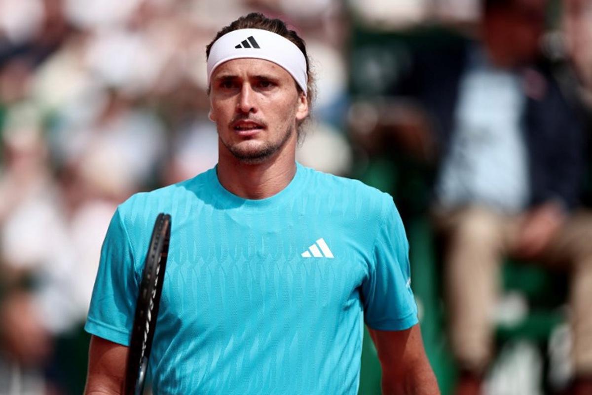 Germany's Alexander Zverev reacts as he plays against Italy's Jannik Sinner during the Monte Carlo ATP Masters Series Tournament semi-final tennis match on Court Rainier III at the Monte-Carlo Country Club in Roquebrune-Cap-Martin, south-eastern France on April 11, 2026. Thibaud MORITZ / AFP