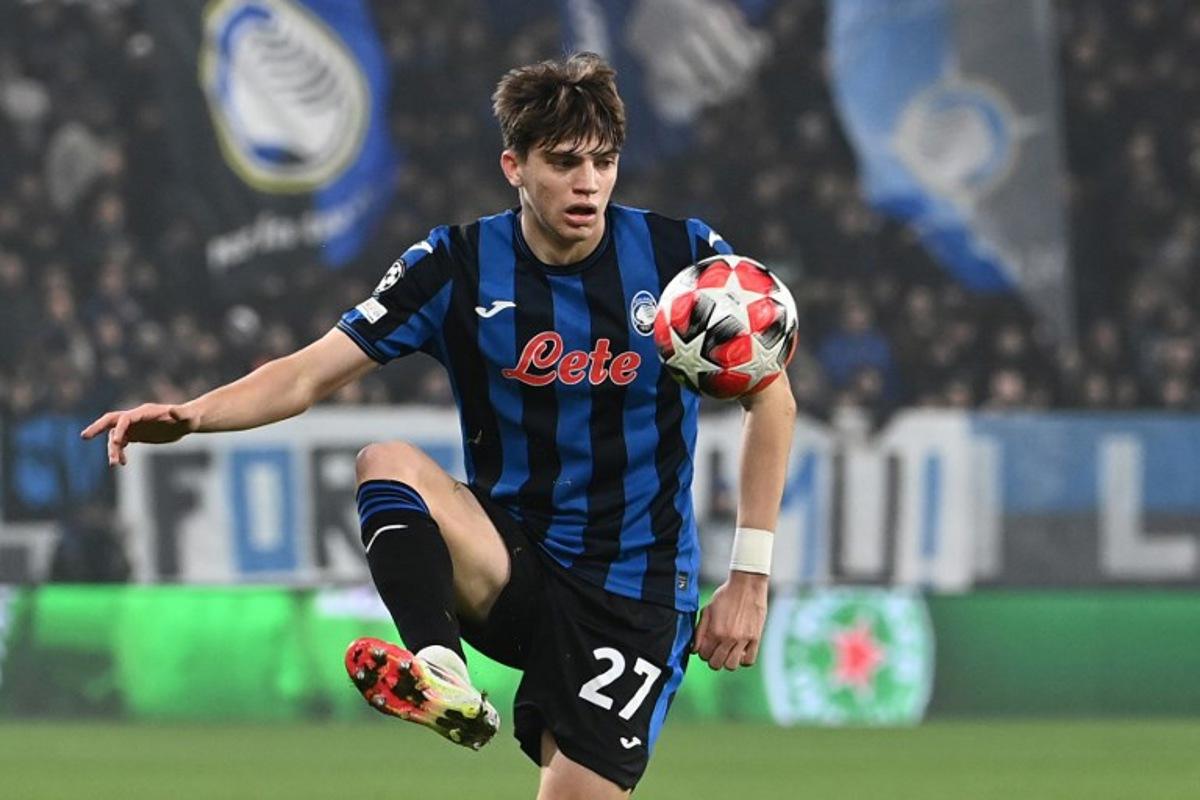 Atalanta's Italian defender #27 Marco Palestra controls the ball during the UEFA Champions League football match between Atalanta and Sturm Graz at the Gewiss Stadium in Bergamo, on January 21, 2025. Isabella BONOTTO / AFP