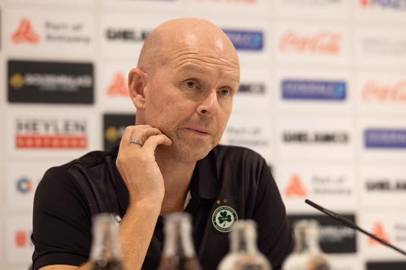 Omonoia's head coach Henning Berg pictured during the press conference of Cyprus club Omonia Nicosia, in Antwerp, Wednesday 25 August 2021. On Thursday nicosia will play in the return leg of the play-off for the Europa League competition against Belgian soccer team Royal Antwerp FC. BELGA PHOTO JAMES ARTHUR GEKIERE
