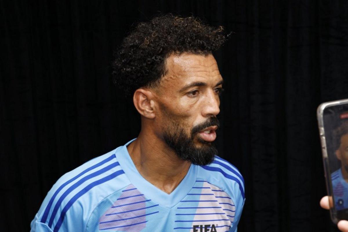 Cape Verdean goalkeeper Vozinha speaks to the media ahead of the Legends Cup of the 2026 World Cup football tournament at the Rockefeller Center in New York on July 17, 2026. Kena BETANCUR / AFP