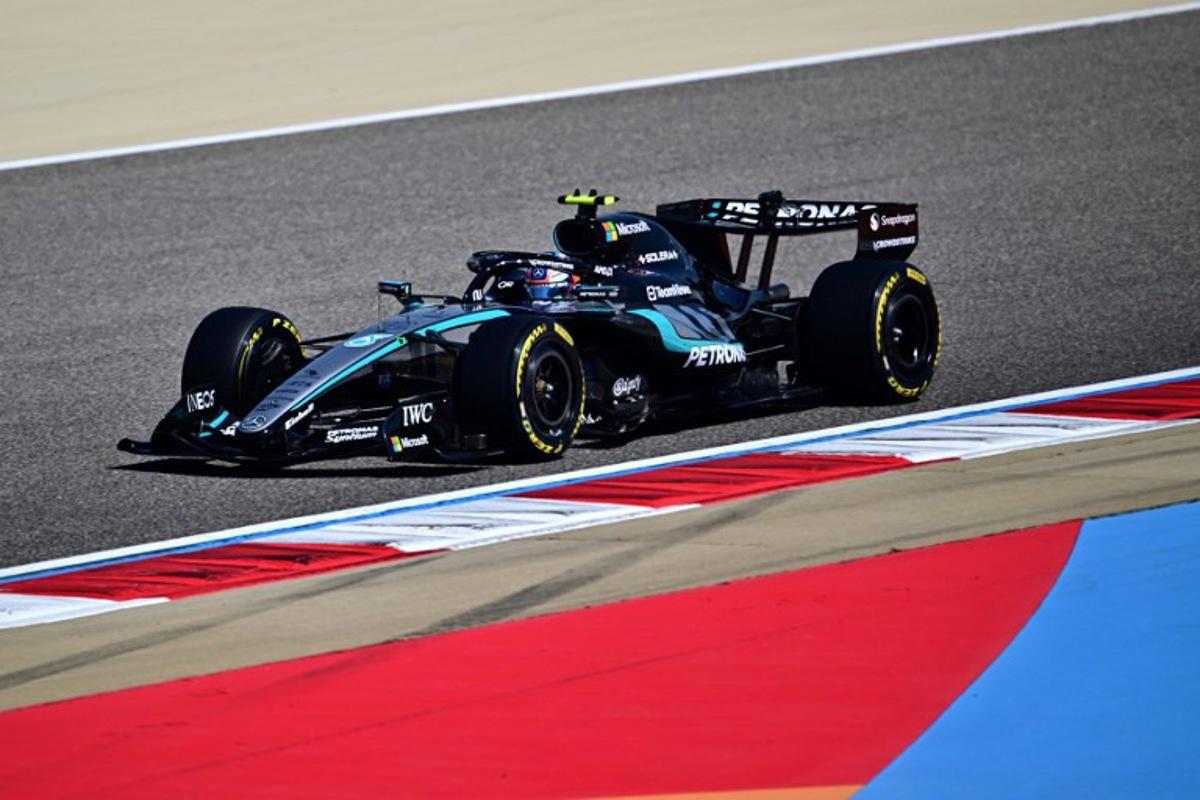 Mercedes' Italian driver Kimi Antonelli drives on the first day of the Formula One pre-season testing at the Bahrain International Circuit in Sakhir on February 18, 2026. Giuseppe CACACE / AFP
