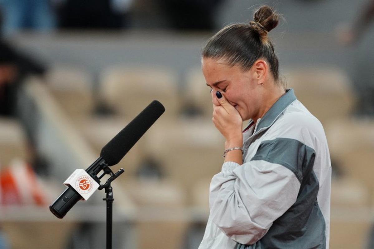 Ukraine's Marta Kostyuk reacts to her victory at the end of her women's quarter final singles match against Ukraine's Elina Svitolina on day 10 of the French Open tennis tournament on Court Philippe-Chatrier at the Roland-Garros Complex in Paris on June 2, 2026. Dimitar DILKOFF / AFP