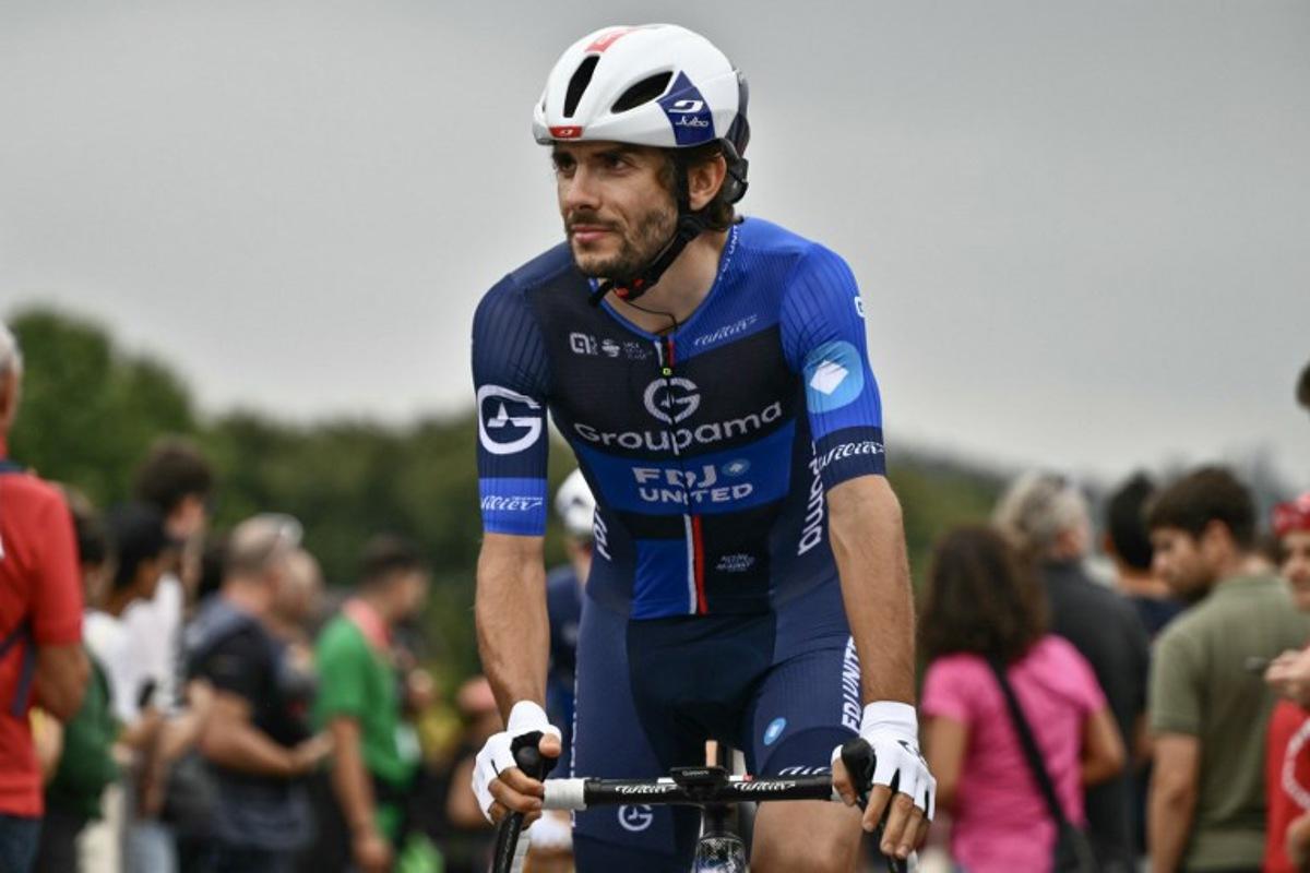 Team Groupama-FDJ's French rider Guillaume Martin-Guyonnet arrives to compete in the second stage of the Vuelta a Espana, a 159,6 km race between Alba and Limone Piemonte, in Italy's Piemonte region, on August 24, 2025. Marco BERTORELLO / AFP