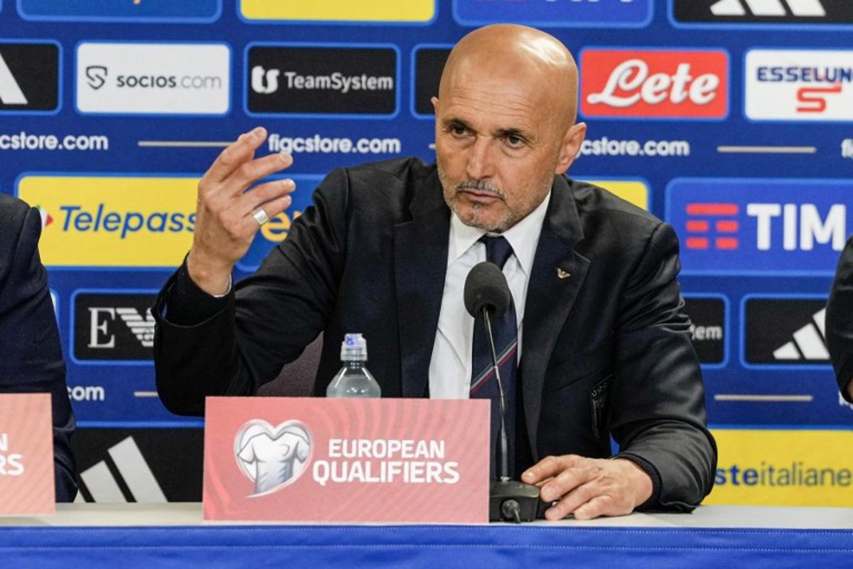 Italy's head coach Luciano Spalletti addresses a press conference after his side lost 0-3 the 2026 FIFA World Cup Qualifying Group I football match between Norway and Italy at the Ullevaal Stadium in Oslo on June 6, 2025. Erik Flaaris Johansen / NTB / AFP