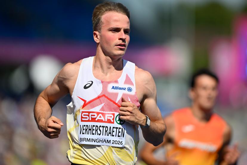 Belgian athlete Simon Verherstraeten is pictured in action during the first round heats of the Men 100m race, on the second day of the European Athletics Championships (August 10-18) in Birmingham, United Kingdom, on Tuesday 11 August 2026. BELGA PHOTO ERIC LALMAND