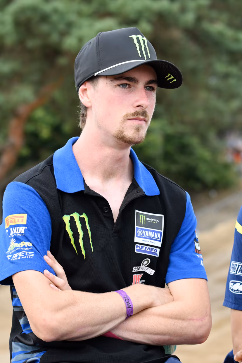 Belgian Jago Geerts is pictured at the sixth stage (6 of 10) of the the Belgian Championships motocross, at Keiheuvel, in Balen, Thursday 15 August 2024. BELGA PHOTO MAARTEN STRAETEMANS
