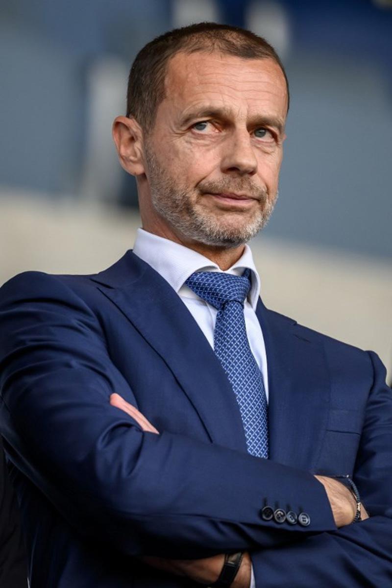 UEFA president Aleksander Ceferin looks on before the UEFA Youth League final football match between Club Brugge and Real Madrid at Stade de la Tuiliere in Lausanne, on April 20, 2026. Fabrice COFFRINI / AFP